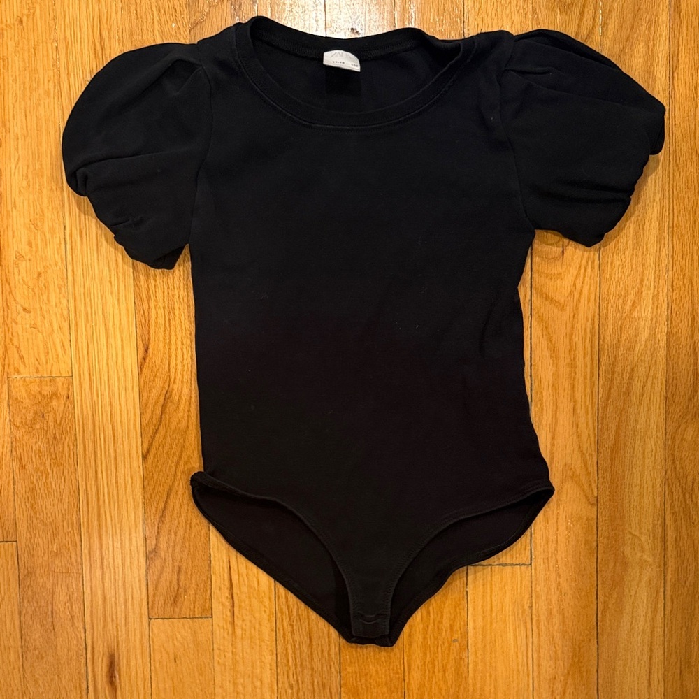 Zara Kids Black Puff Sleeve Bodysuit Size 11-12